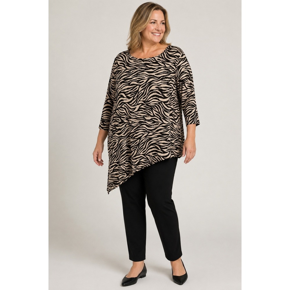 Chico's Blouse Women's 2X Zebra Print Asymmetric 3/4 Sleeve Abstract Chicos 4
